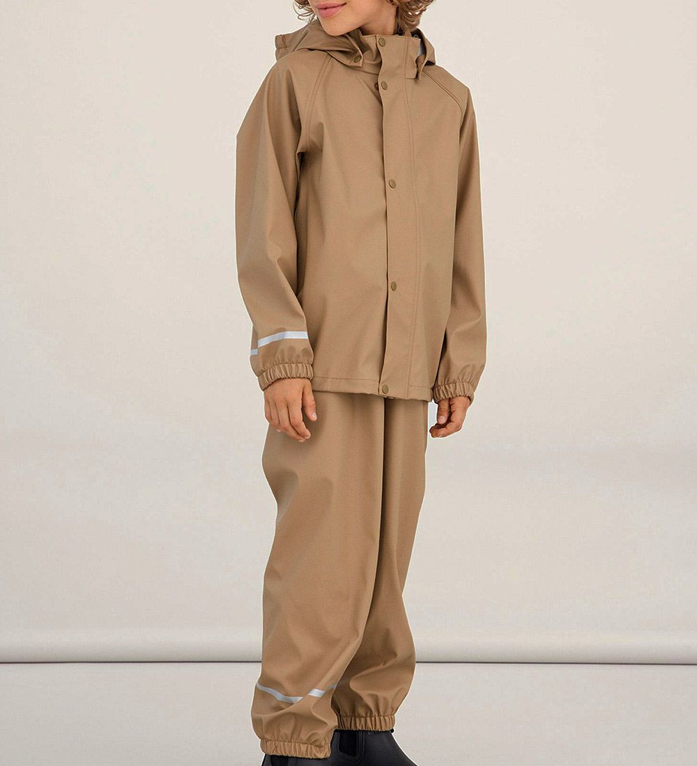 Name It Rainwear w. Suspenders - Noos - NknDry - PU - Tigers Eye