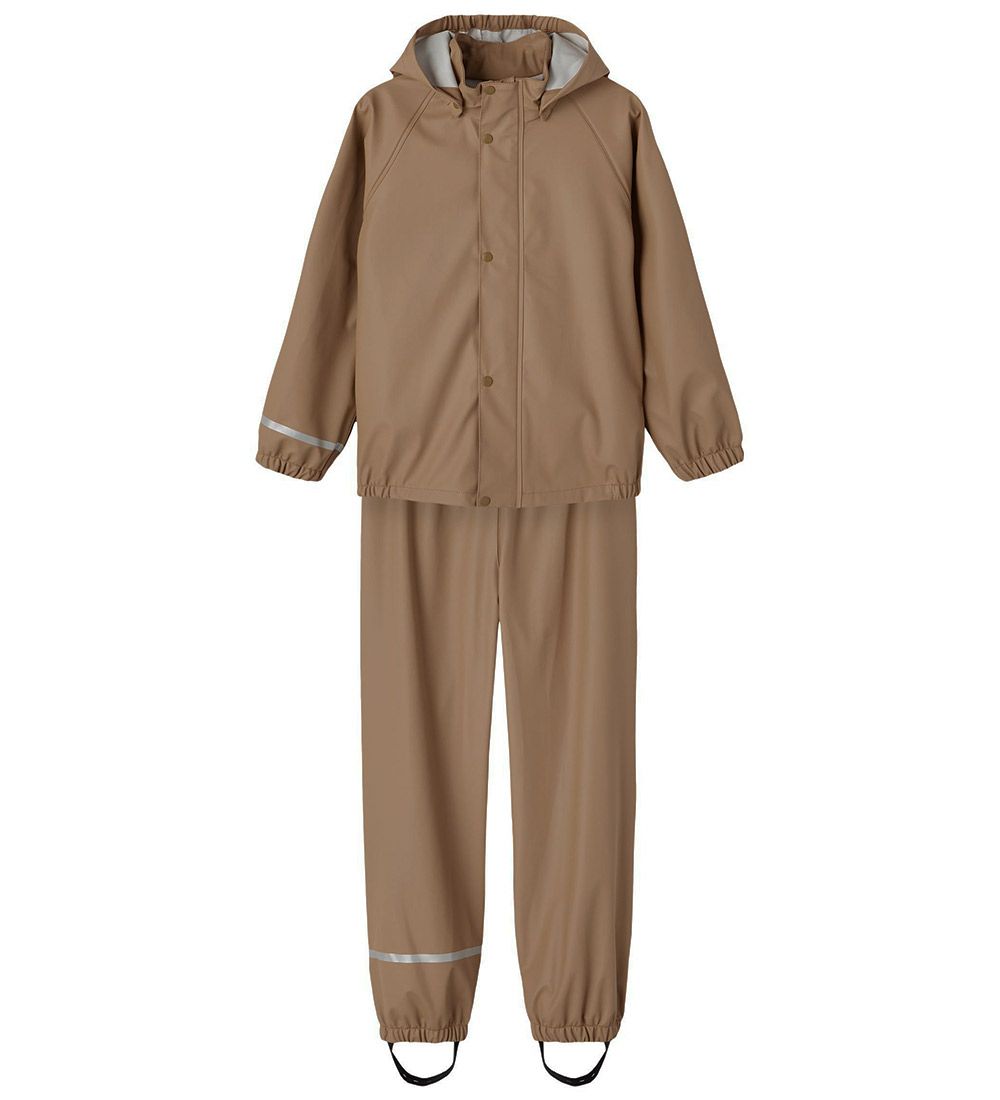 Name It Rainwear w. Suspenders - Noos - NknDry - PU - Tigers Eye
