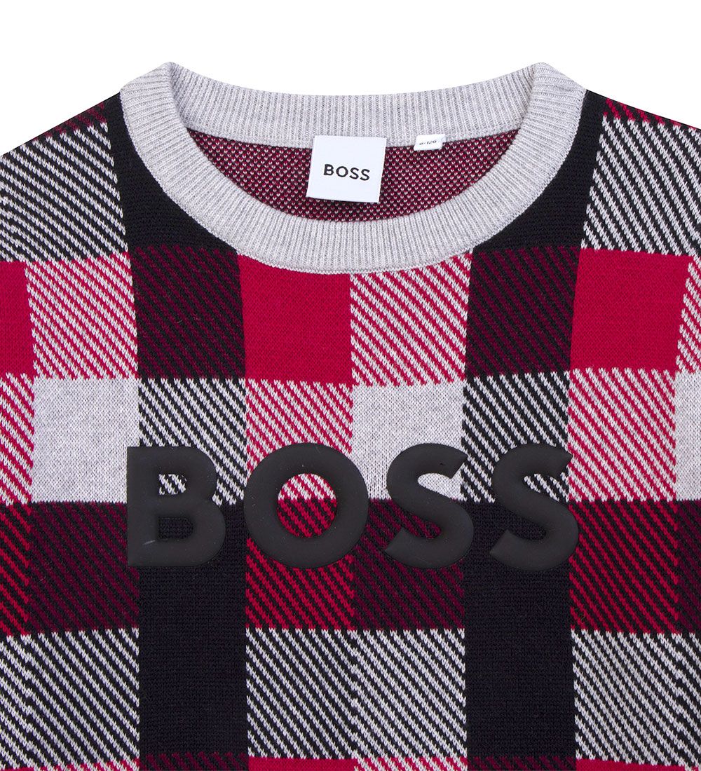 BOSS Blouse - Knitted - Casual - Grey Melange/Red Check