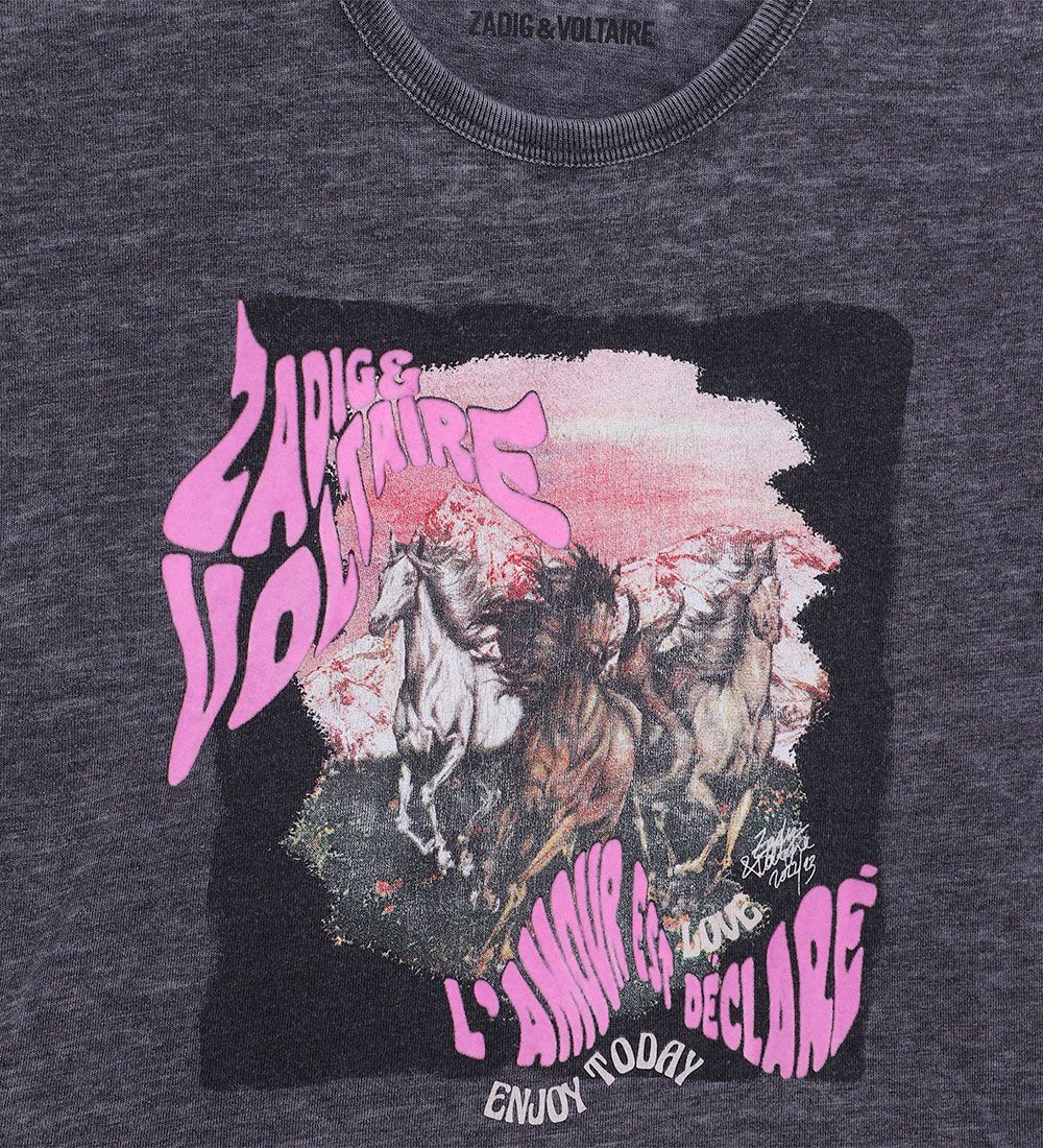 Zadig & Voltaire T-shirt - Cropped - Wild Sound - Dark gray high