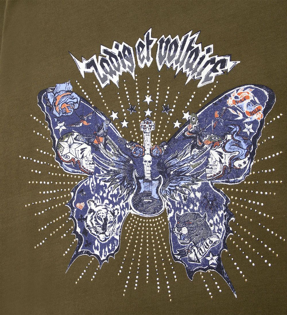 Zadig & Voltaire Blouse - Wild Sound - Khaki w. Butterfly/Rivets