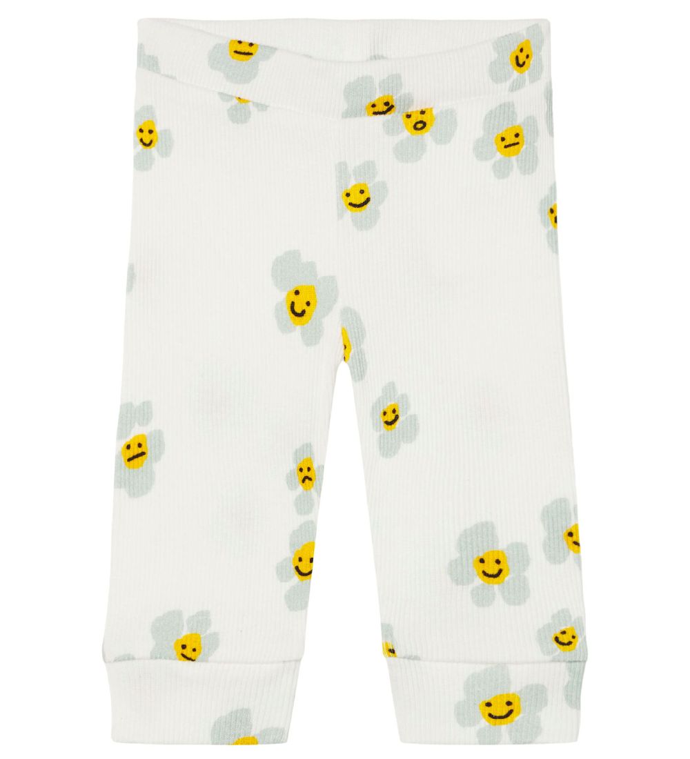 Stella McCartney Kids Leggings - Rib - Hvítt M. Blóm