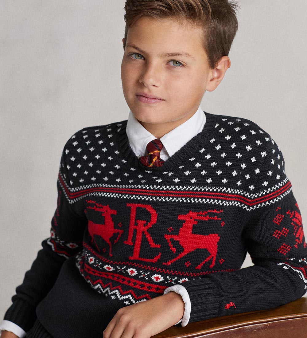 Polo Ralph Lauren Blouse - Knitted - Classic IV - Black w. Red