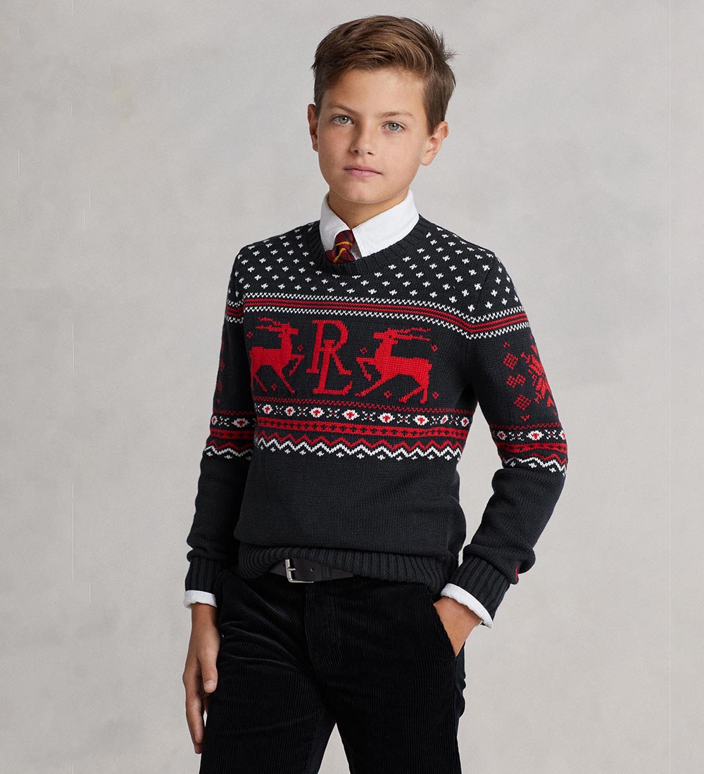 Polo Ralph Lauren Blouse - Knitted - Classic IV - Black w. Red