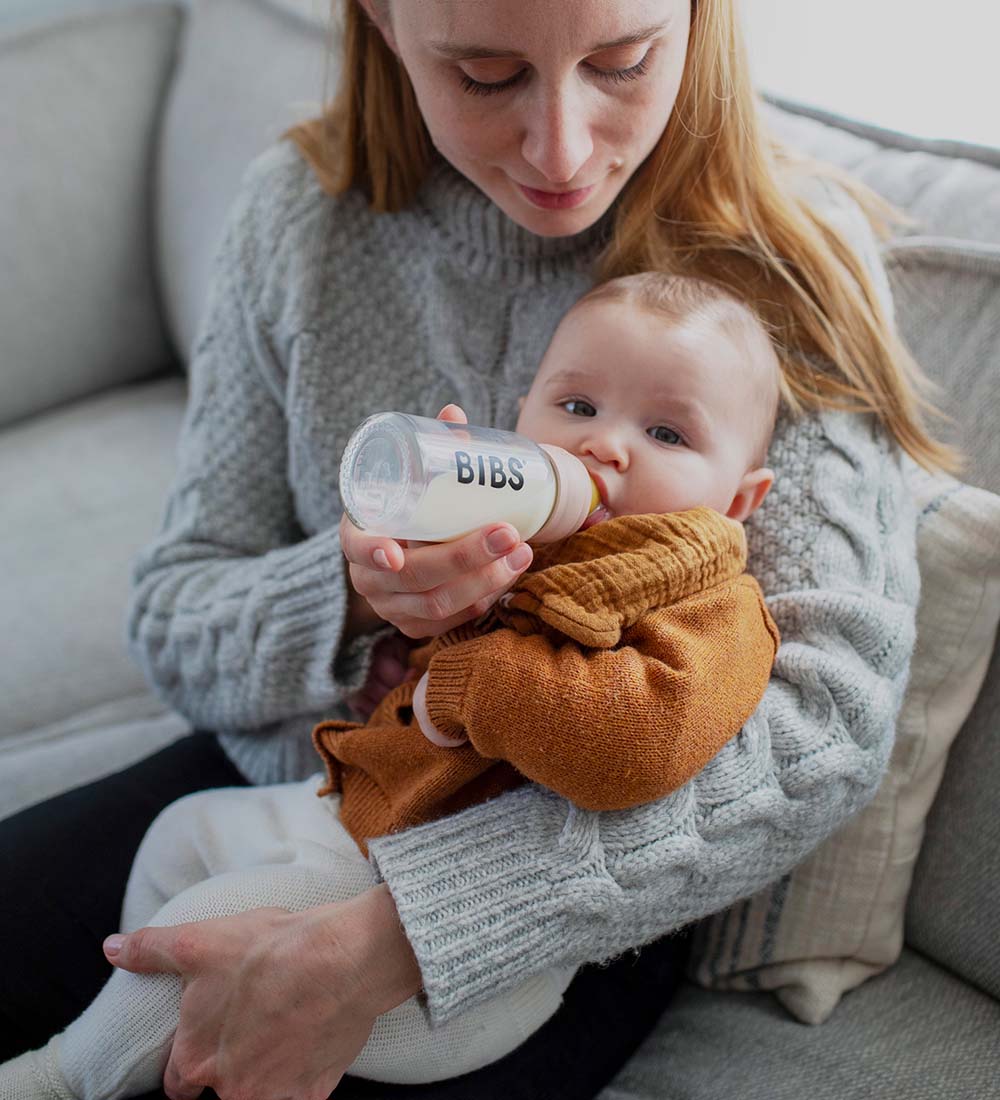 BIBS Feeding Bottle - Glass - Slow Flow - 110 mL - Natural Rubbe