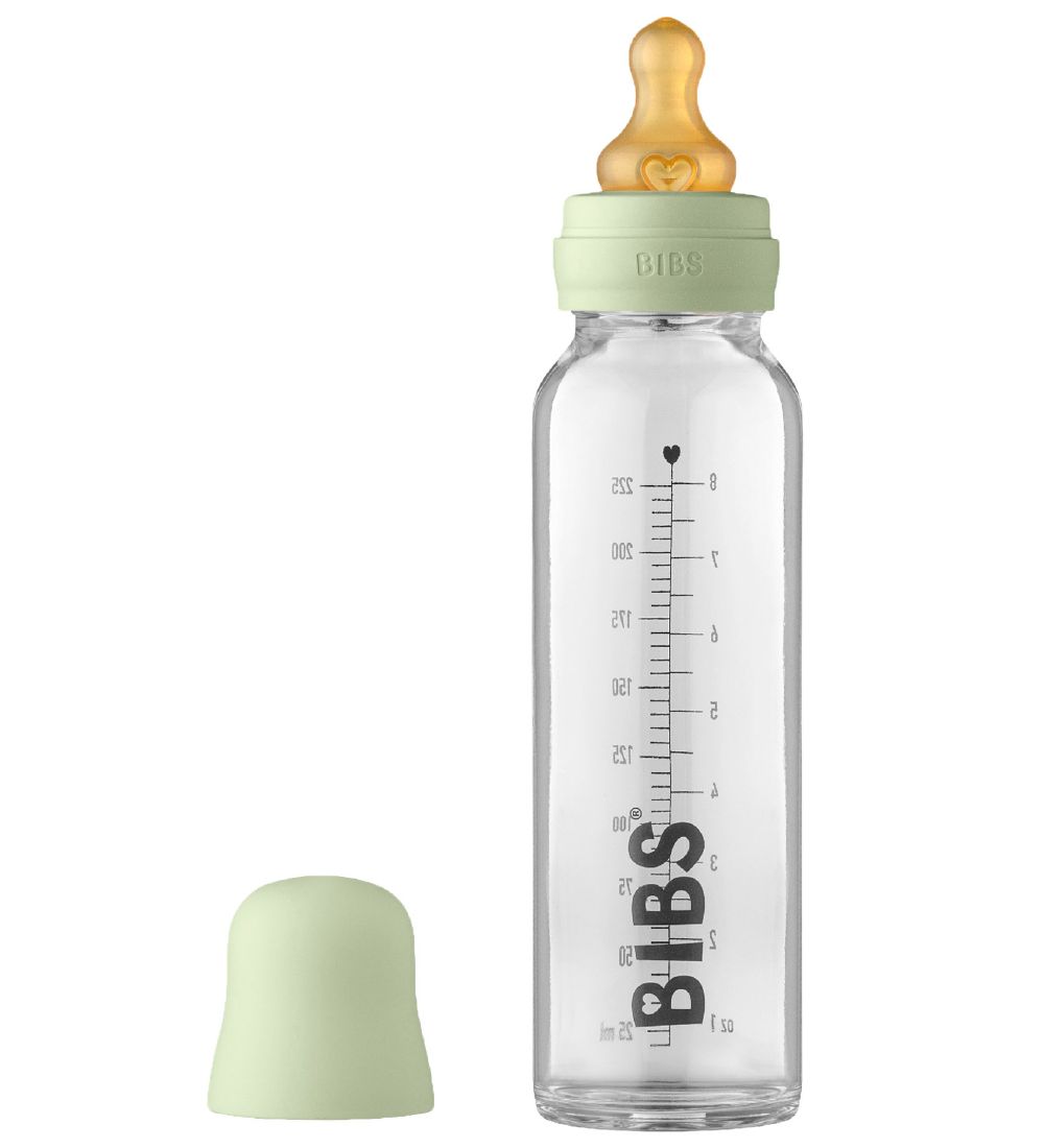 BIBS Feeding Bottle - Glass - Slow Flow - 225 mL - Natural Rubbe