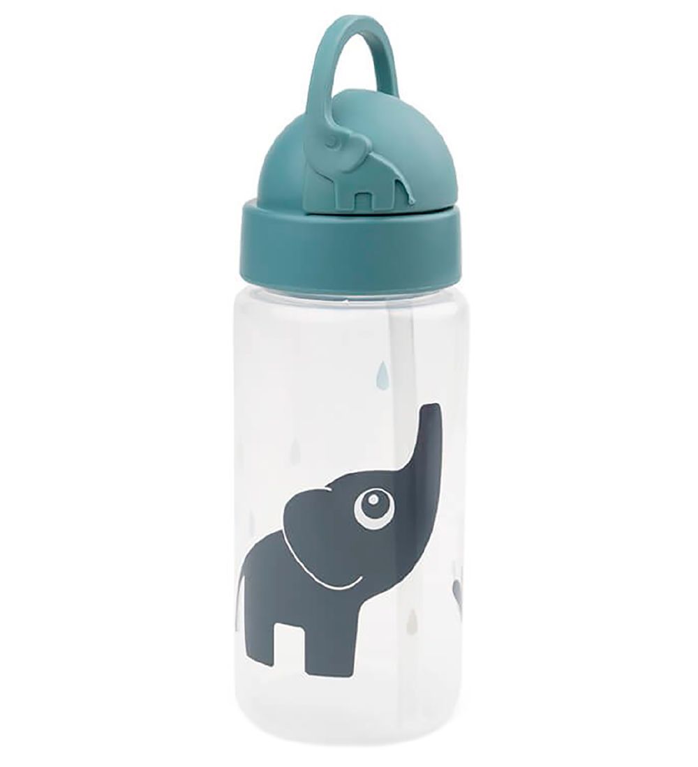 Done by Deer Water Bottle w. Straws - 350 mL - Elphee - Blue
