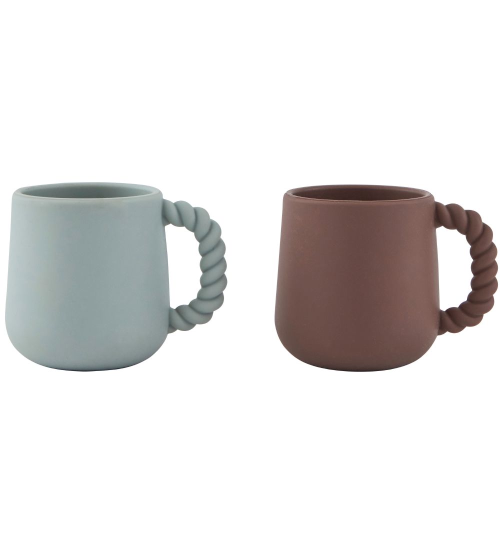 OYOY Becher - 2er-Pack - Mellow - Silikon - Choco/Pale Mint