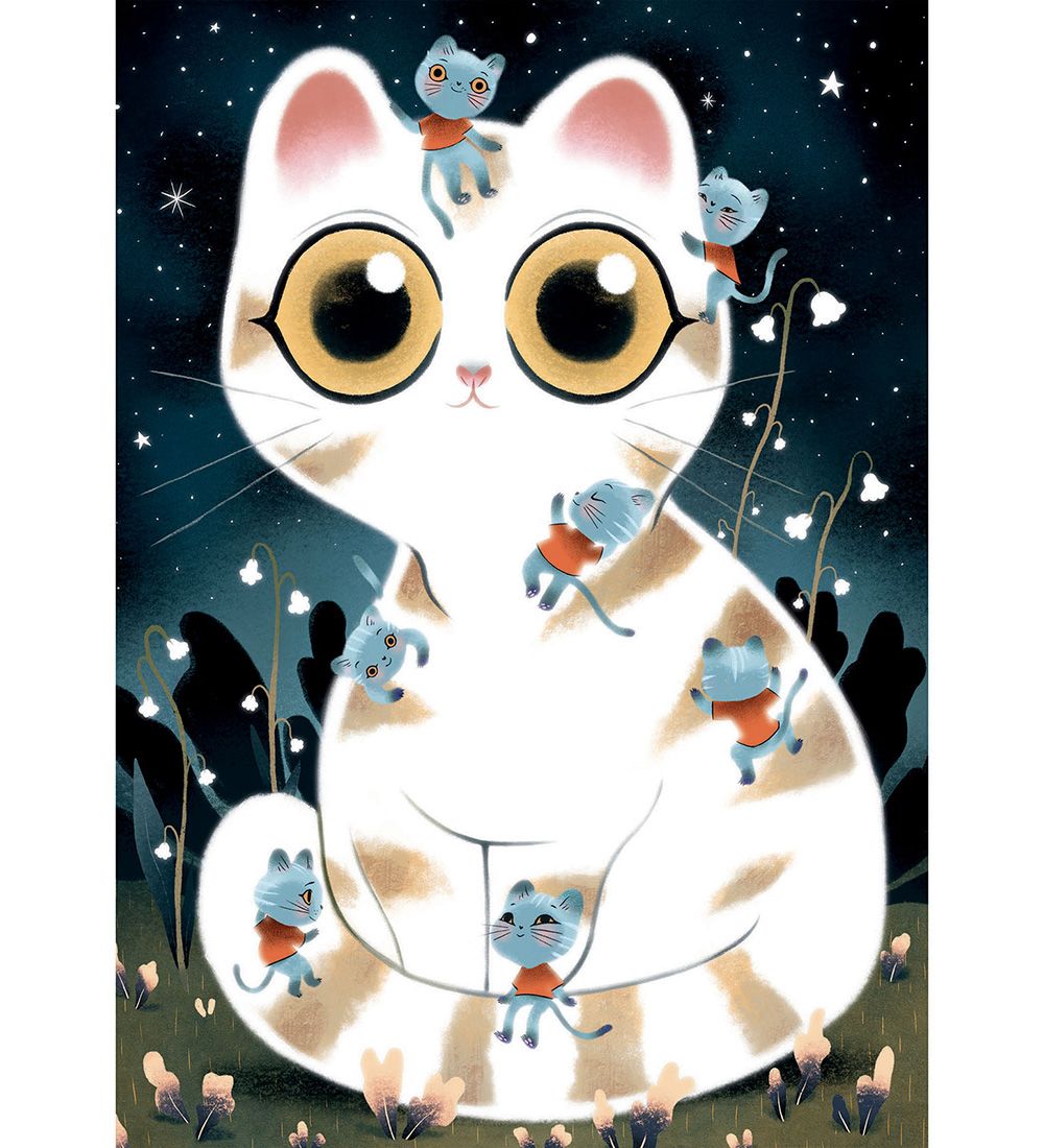 Djeco Puzzle Game - 50 Bricks - Cuddle Cat