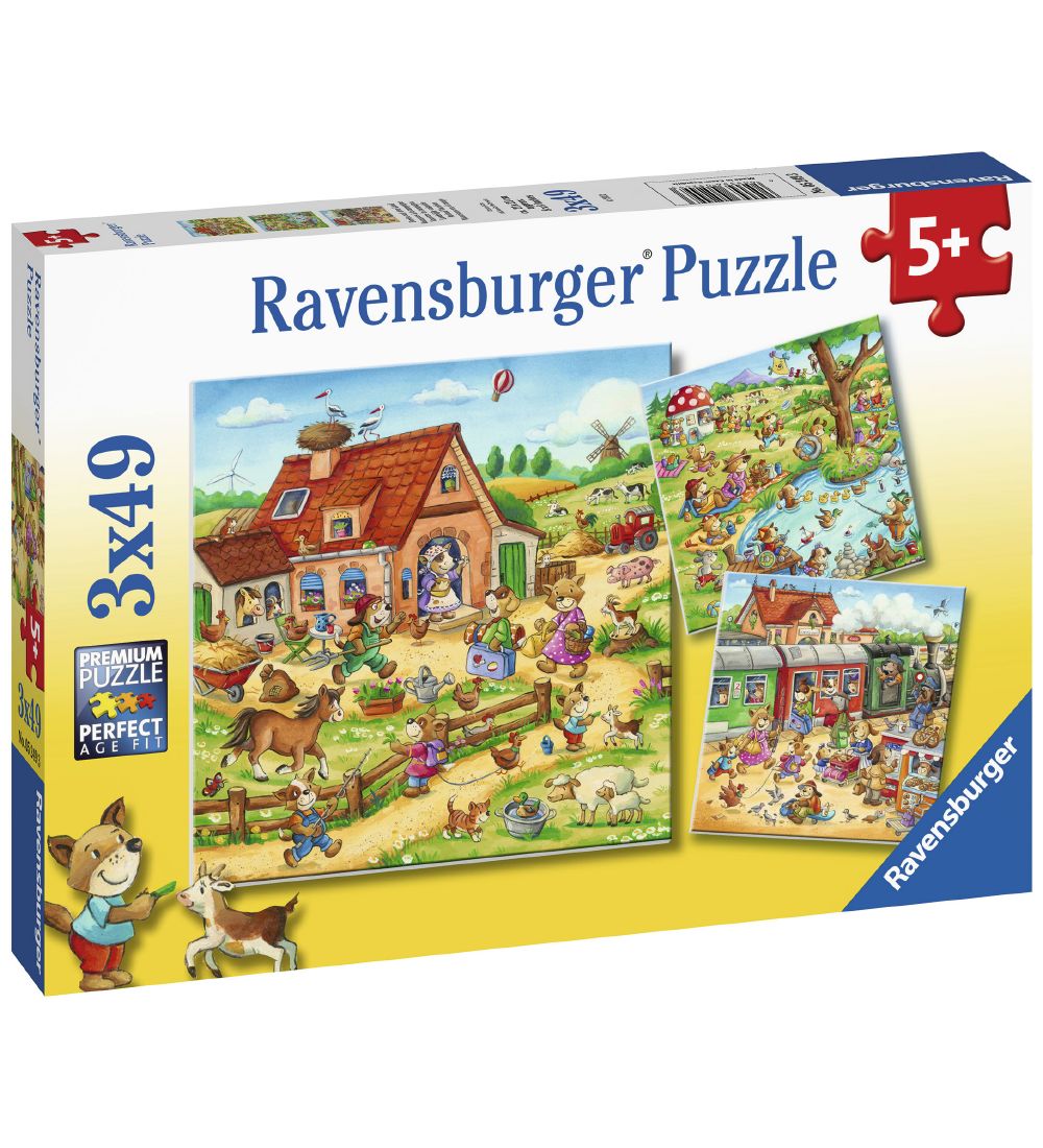 Ravensburger Puzzle Game - 3x49 Bricks - Animal Vacation