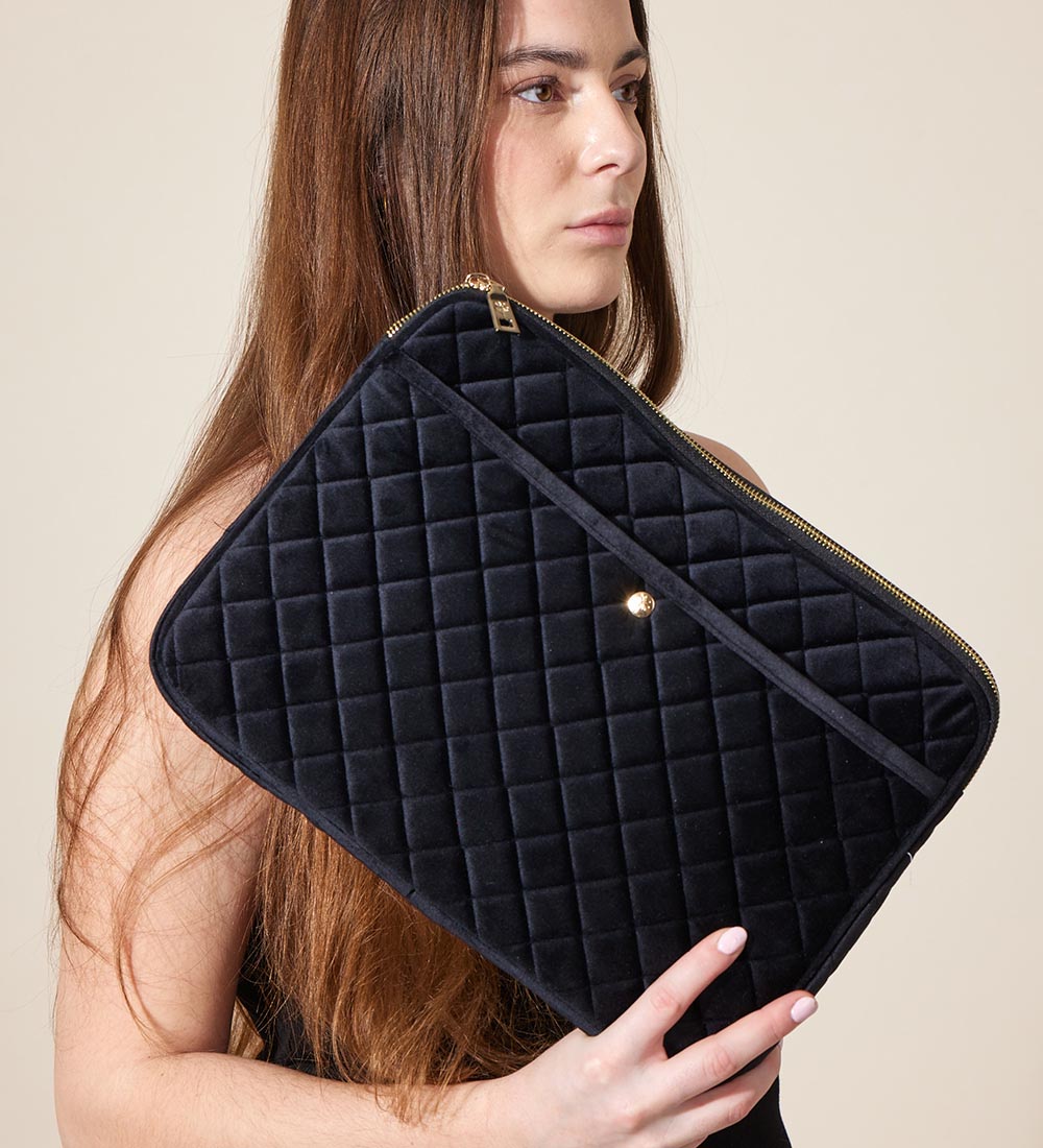 Fan Palm Laptoptasche - Velours - Quilted Black