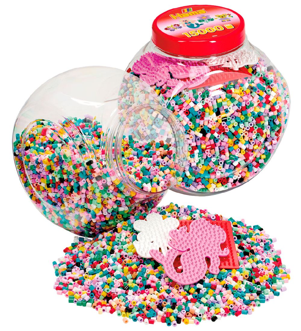 Hama Midi Beads - 15,000 pcs + 3 Plates - Pastel Multicolour