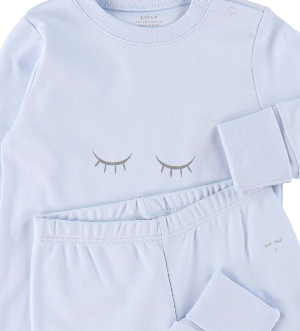 Livly Set - Trousers/Night Shirt - Sleeping Cutie - Baby Blue/Gr