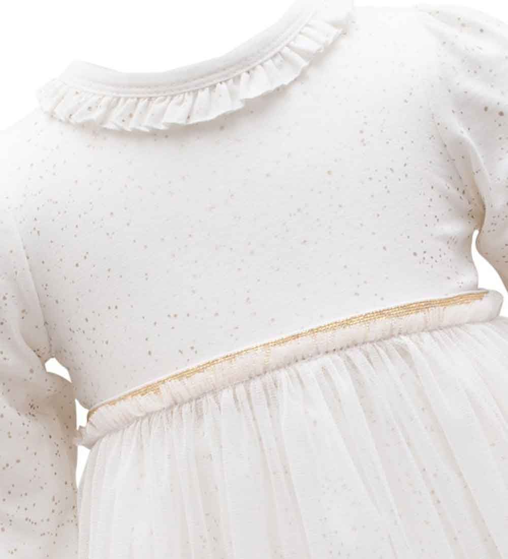 Little Wonders Bodysuit w. Skirt l/s - Adele - Off White Glitter