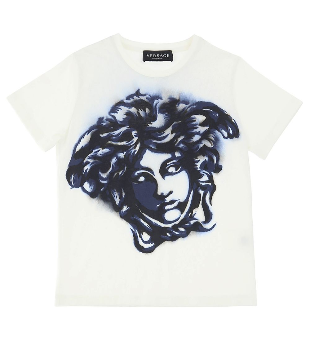 Versace Stuttermabolur - Medusa - Hvítt/Blá