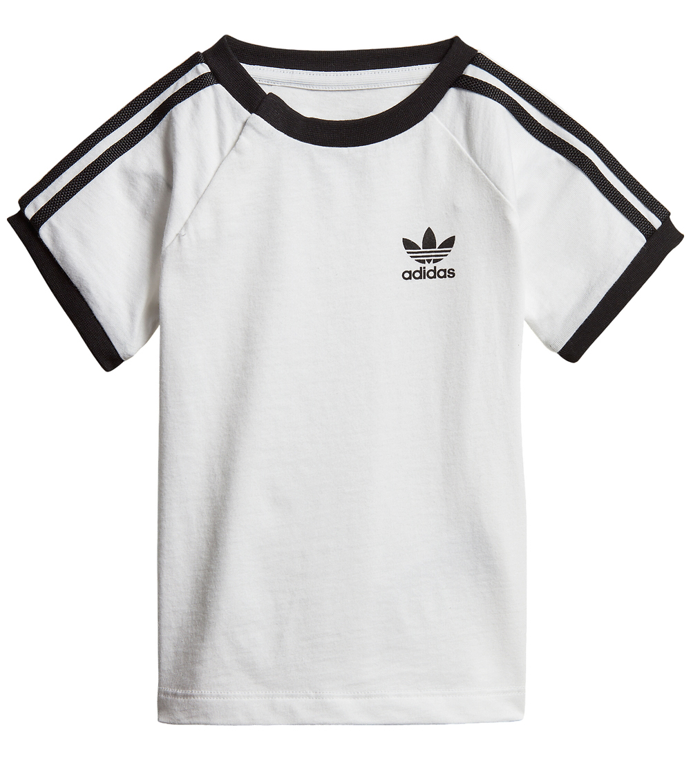 adidas Originals Stuttermabolur - 3 rendur - Hvítar M. Lógó