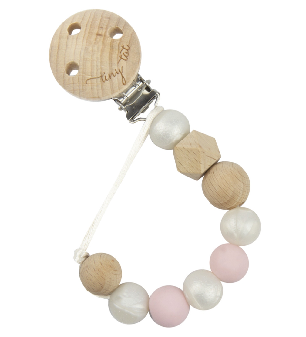 Tiny Tot Pacifier Clip - Metallic White/Pink