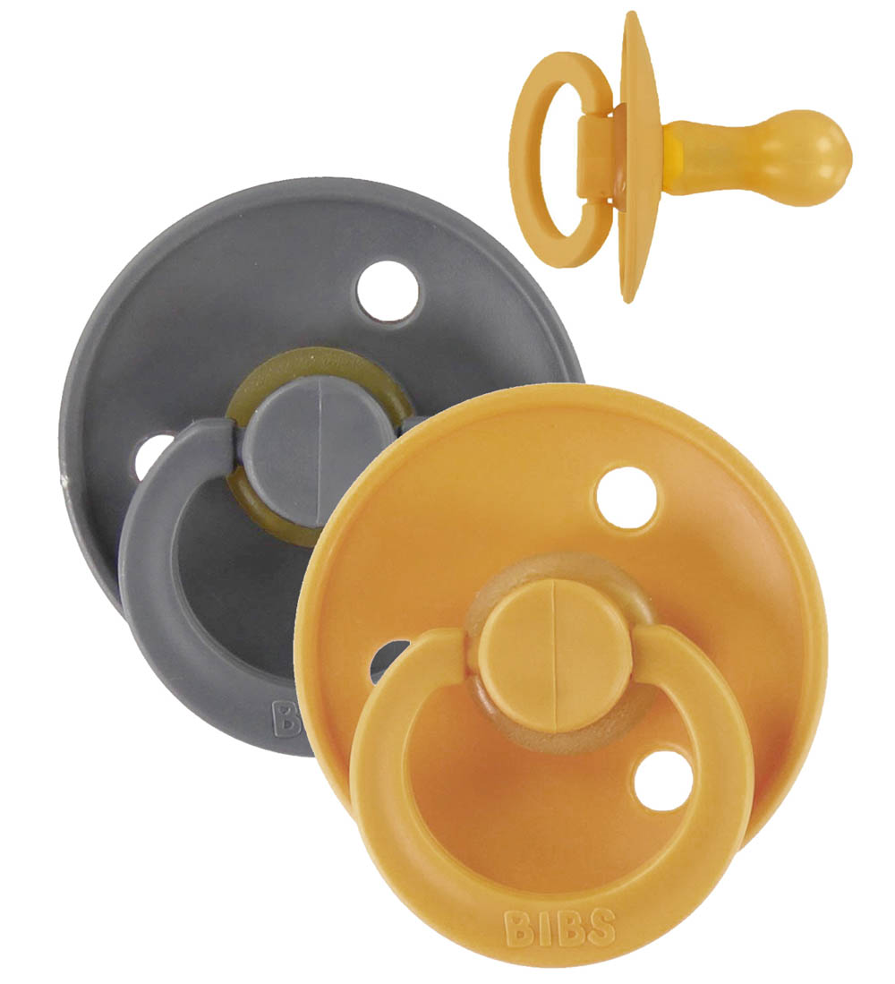 Bibs Dummies - Size 1 - 2-pack - Mustard & Smoke