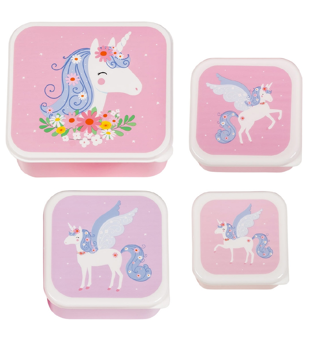 A Little Lovely Company Lunch Box Set - 4 Parts - Unicorn