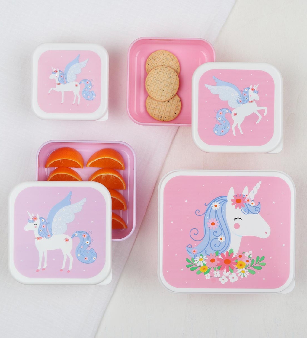 A Little Lovely Company Lunch Box Set - 4 Parts - Unicorn