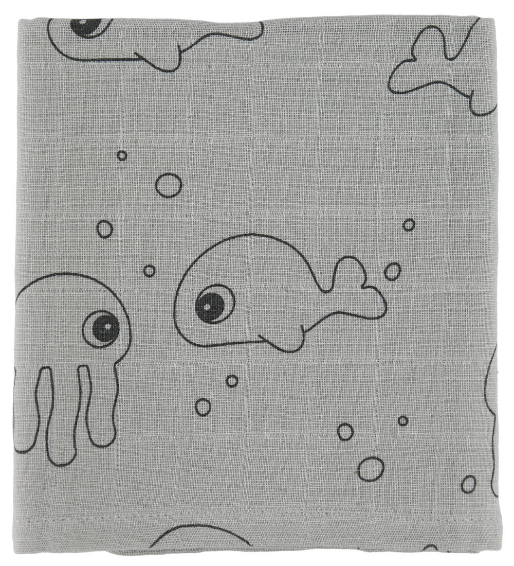 Done By Deer Muslin Cloth - 70x70 - 2-pack - Sea Friends - Grey