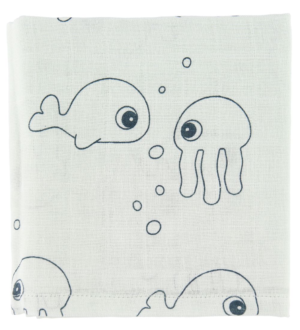 Done By Deer Muslin Cloth - 70x70 - 2-pack - Sea Friends - Blue