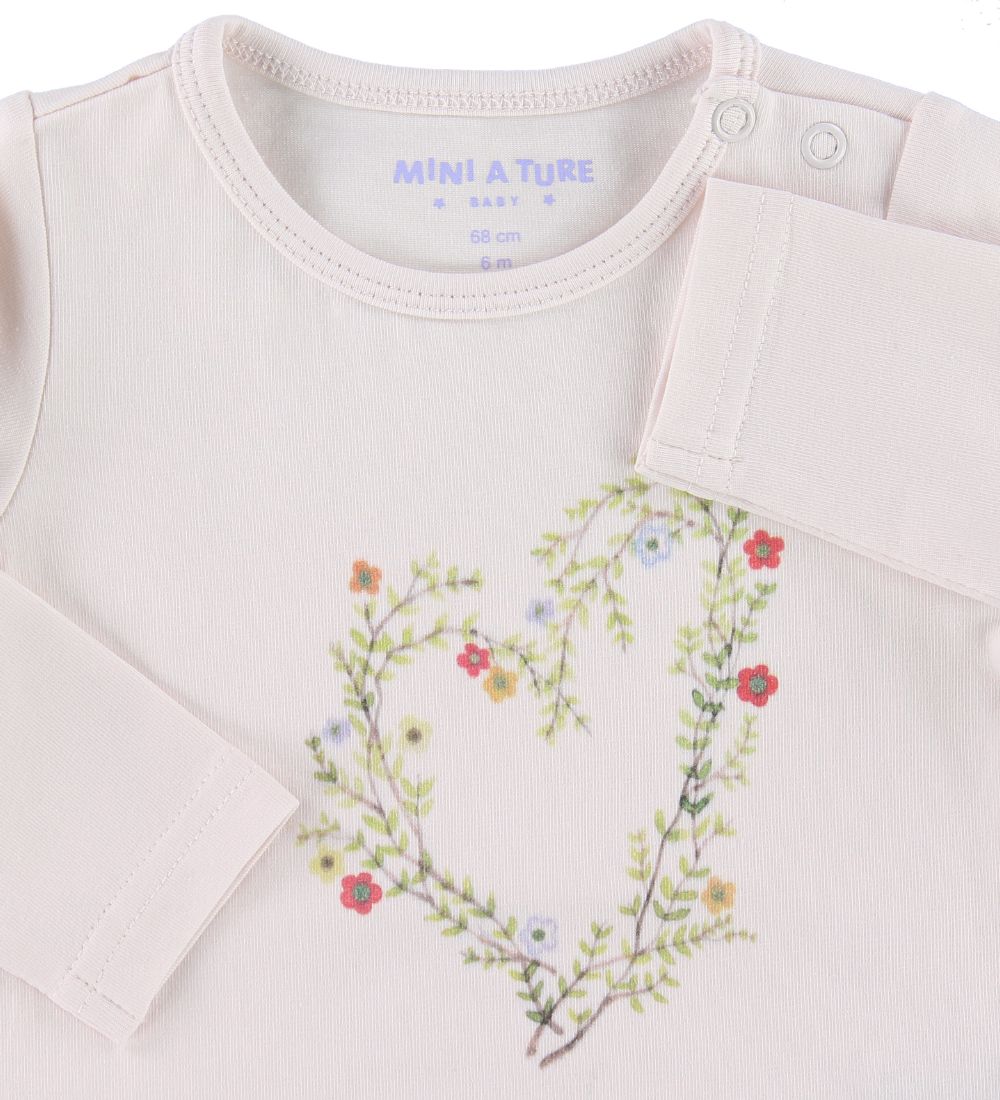 Mini A Ture Bodysuit l/s - Alara - Rose w. Print