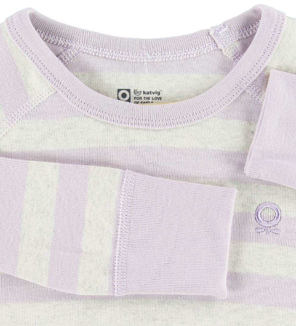 Katvig Long Sleeve Top - Grey Melange/Lavender
