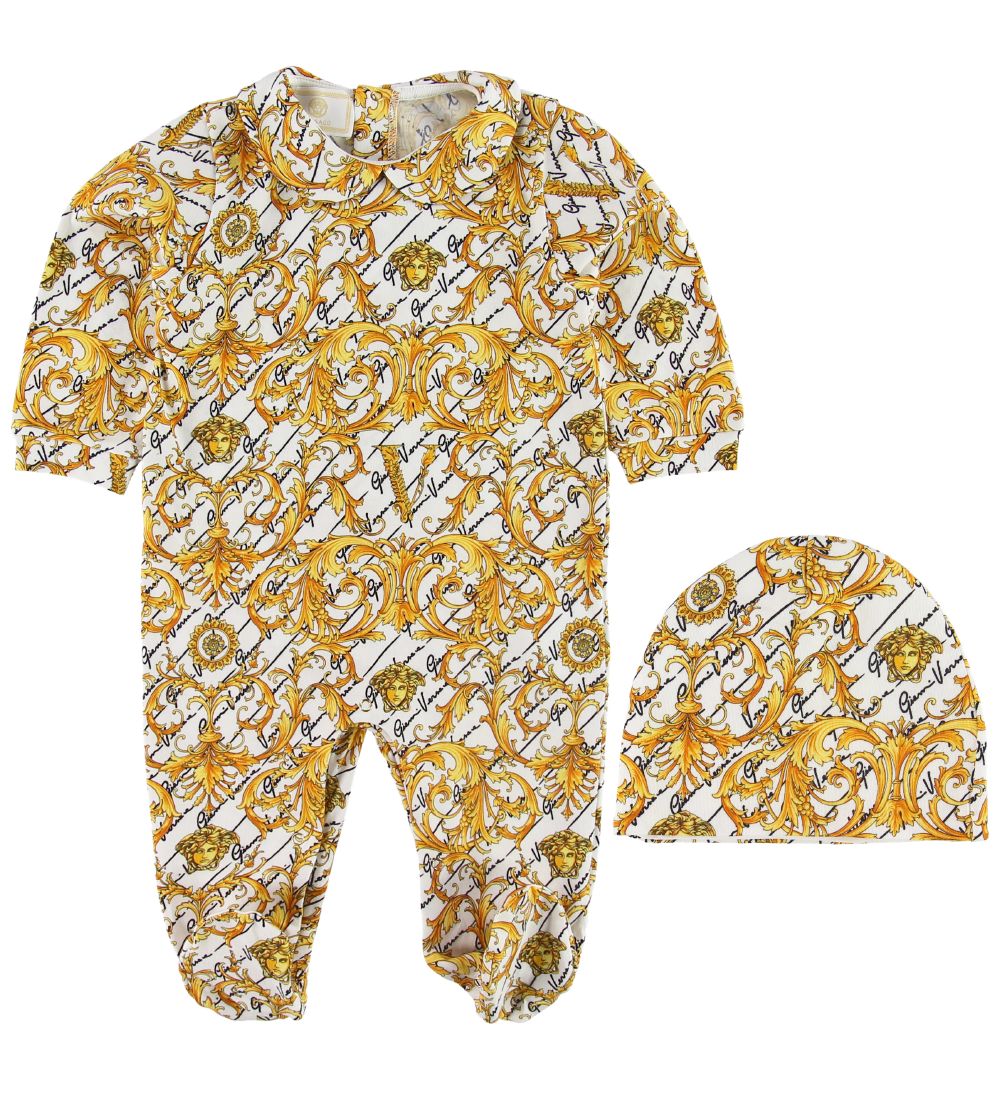 Versace Git Box - Jumpsuit/Beanie - White w. Gold Print