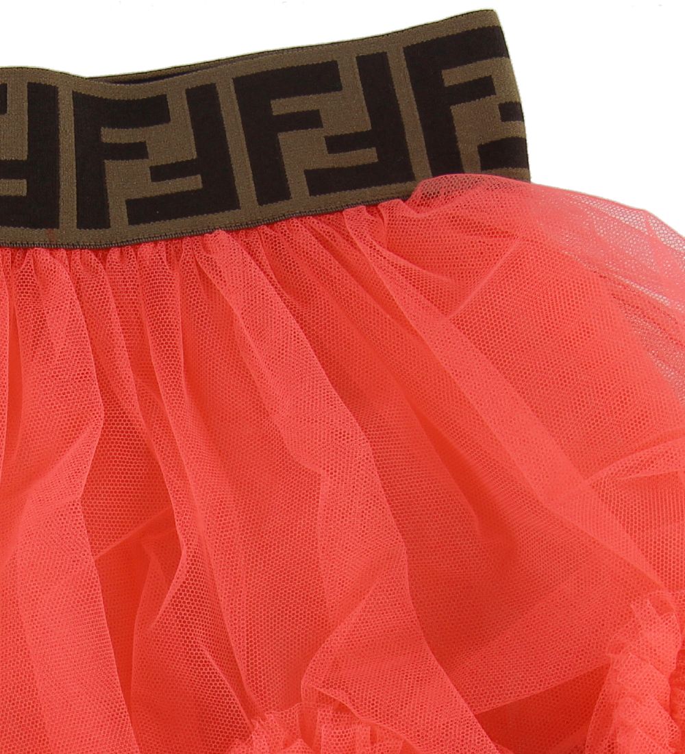 Fendi Tulle Skirt - Coral w. Logo