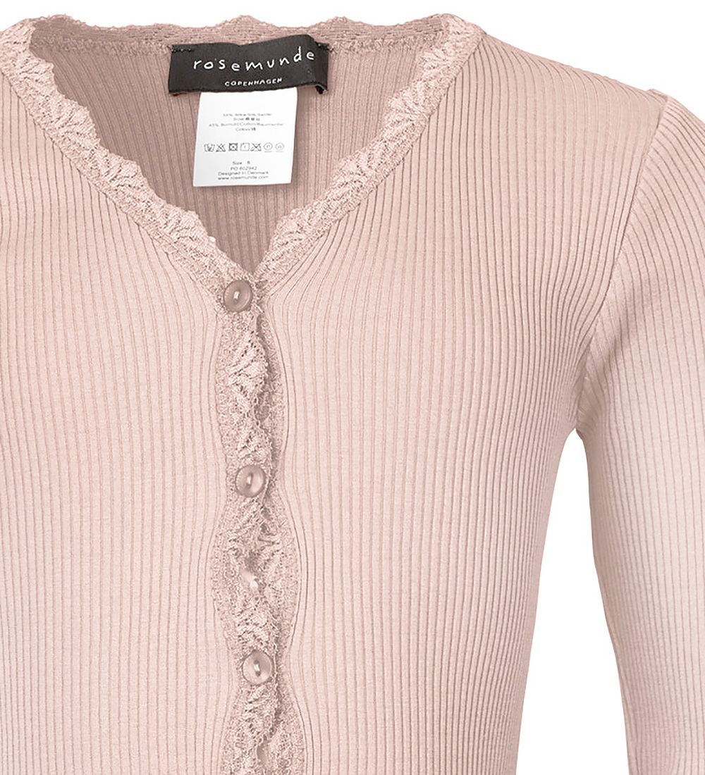 Rosemunde Cardigan - Silk/Cotton - Rib - Vintage Powder