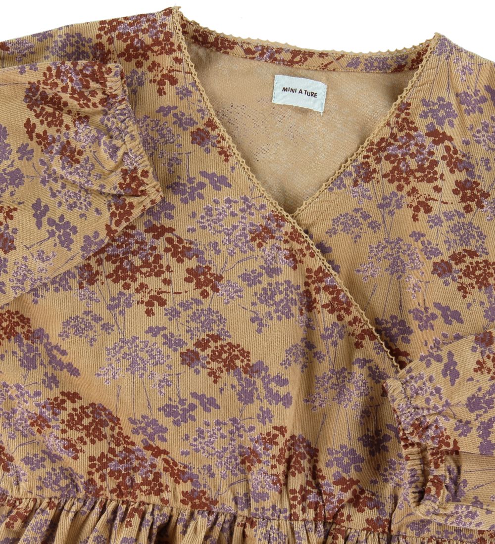 Mini A Ture Dress - Corduroy - Ankie - Sweet Curry w. Flowers