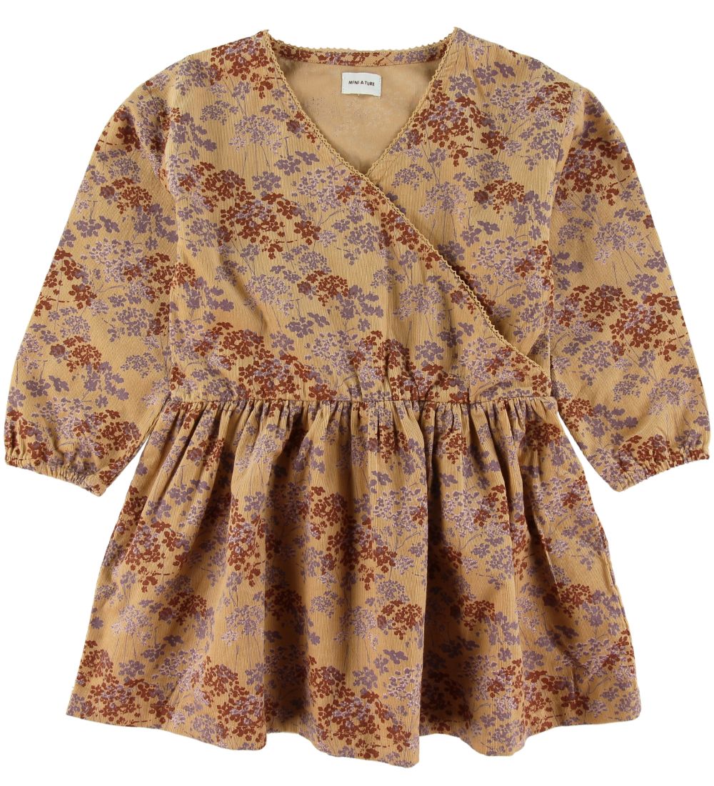 Mini A Ture Dress - Corduroy - Ankie - Sweet Curry w. Flowers
