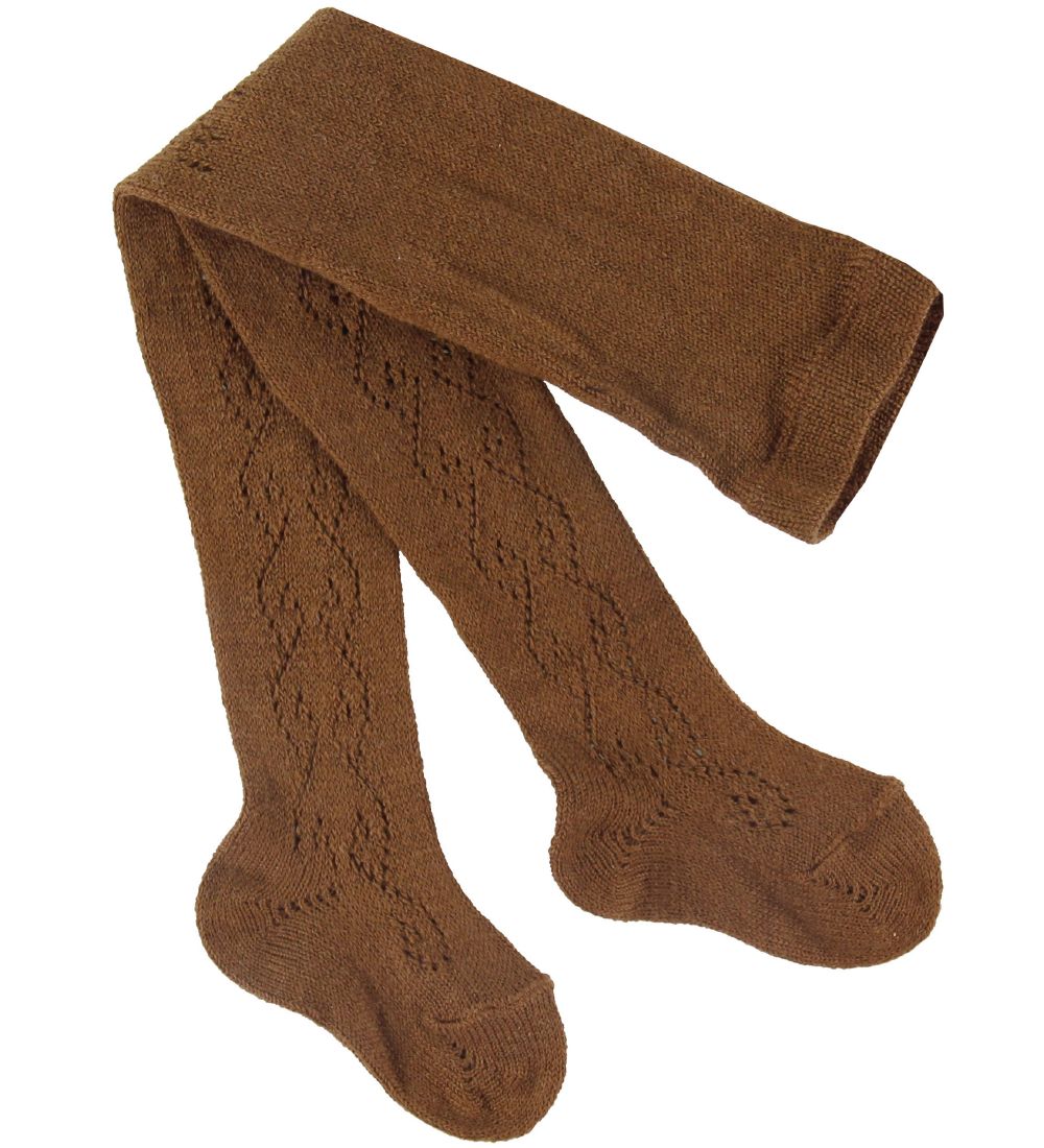 Condor Tights w. Pointelle - Wool/Acrylic - Terracotta
