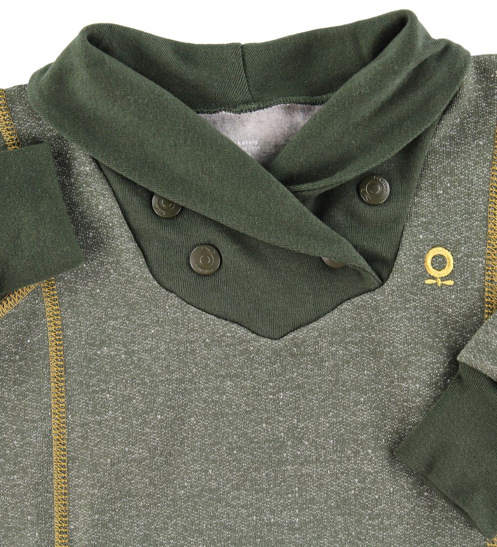 Katvig Long Sleeve Top - Army Green Melange