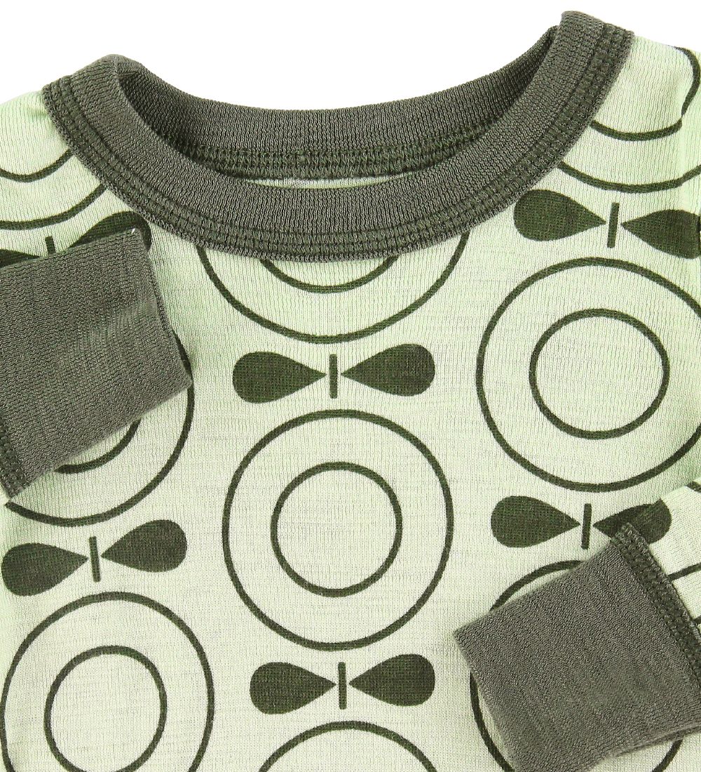 Katvig Long Sleeve Top - Wool - Green w. Apples