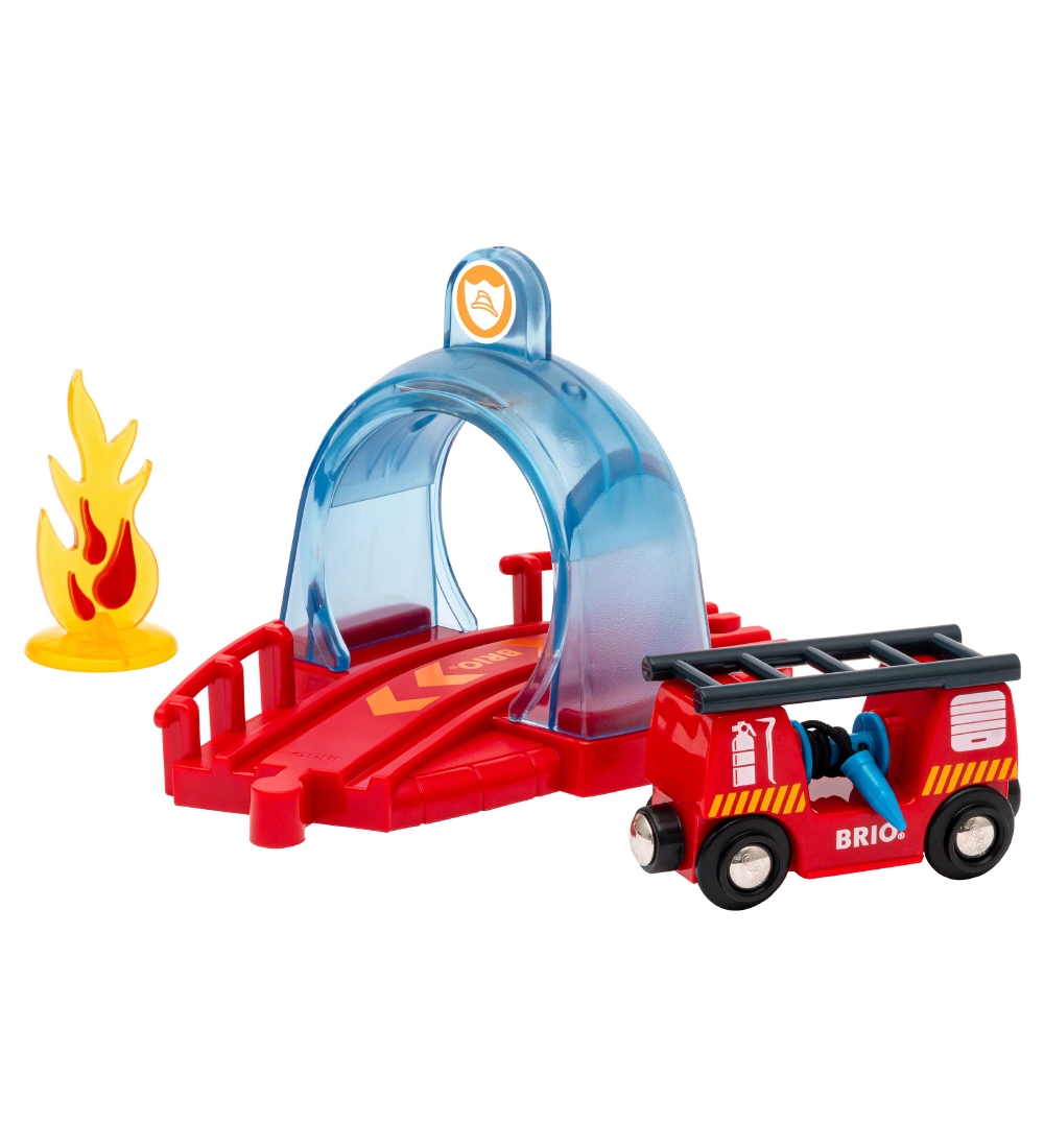 BRIO World Tunnel m. Feuerwehrauto - 4 Teile - Smart Tech 33976