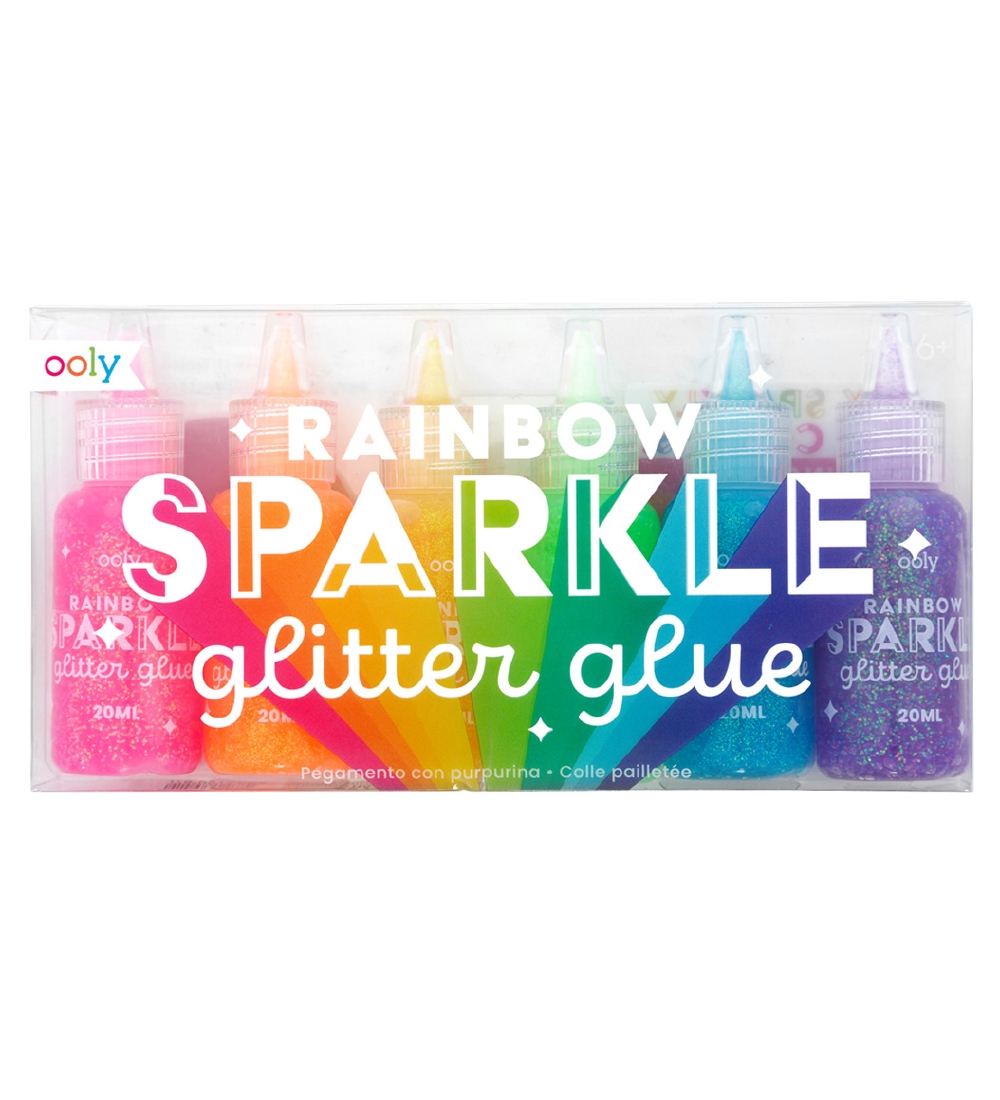 Ooly Glue w. Glitter - 6 pcs. - Rainbow Sparkle