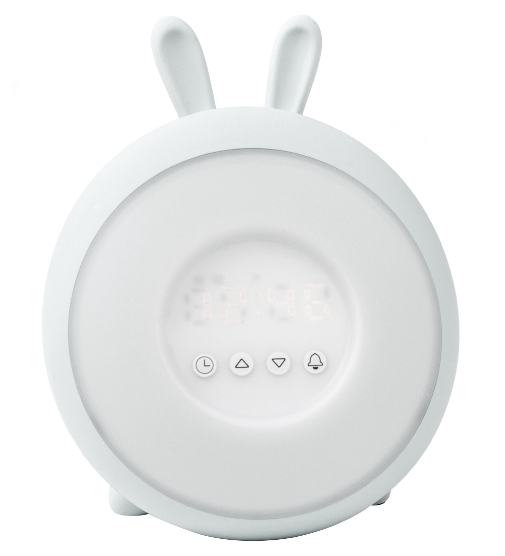 Rabbit & Friends Alarm Clock w. Lights - Wake Up - White