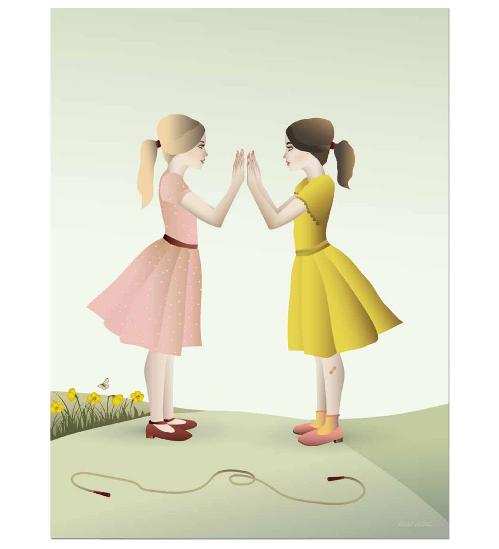 Vissevasse Veggspjald - 50x70 - Hand-Clapping Girls