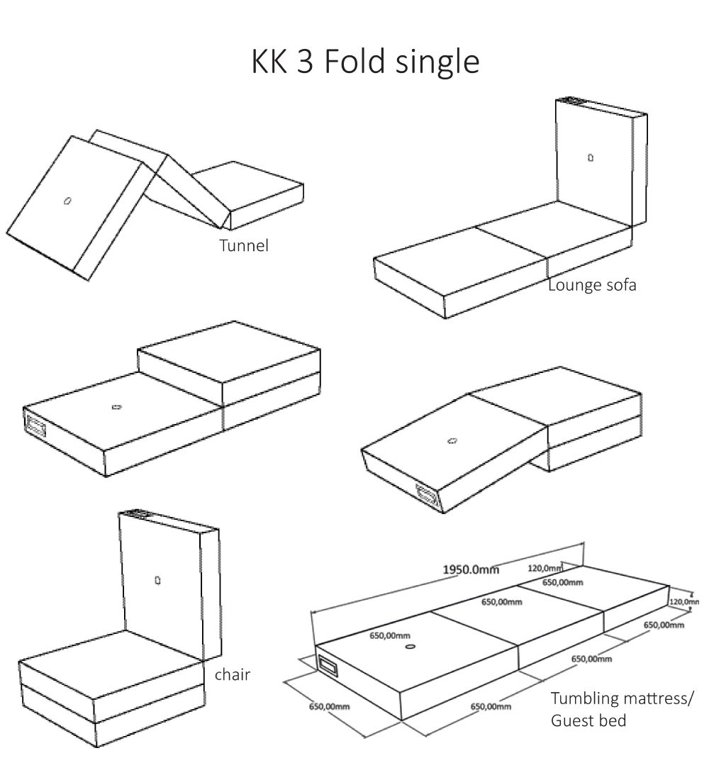 by KlipKlap Fold Mattress - 3 Fold Single - 195x65 cm - Blue Gre