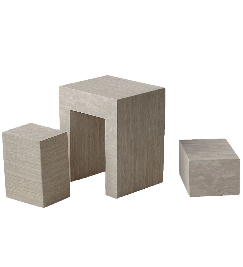 Square bObles - Marble Salon - 3 pces - 35x30x16 cm - Dark Fumeu