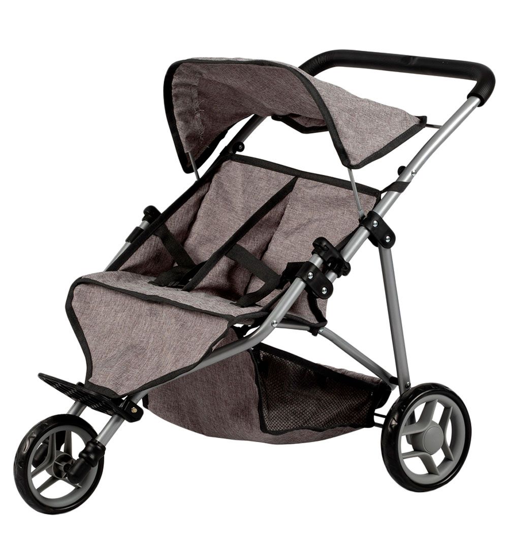 MaMaMeMo Doll Tvillinge Klapvogn - Gray