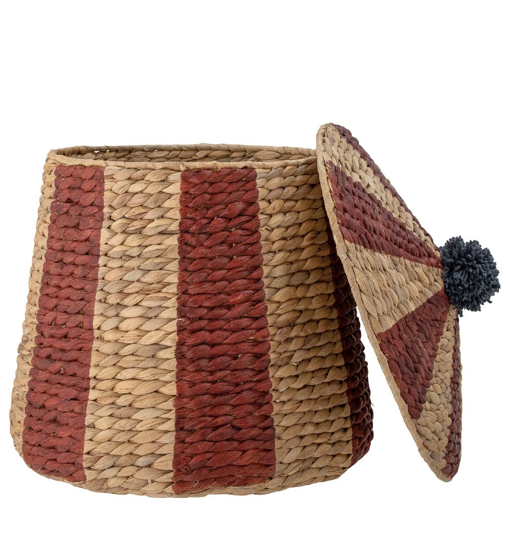 Bloomingville Basket w. Lid - Birsen - 40x40 cm - Natural/Red