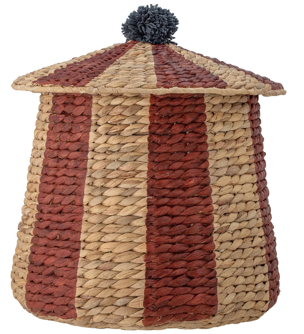 Bloomingville Basket w. Lid - Birsen - 40x40 cm - Natural/Red