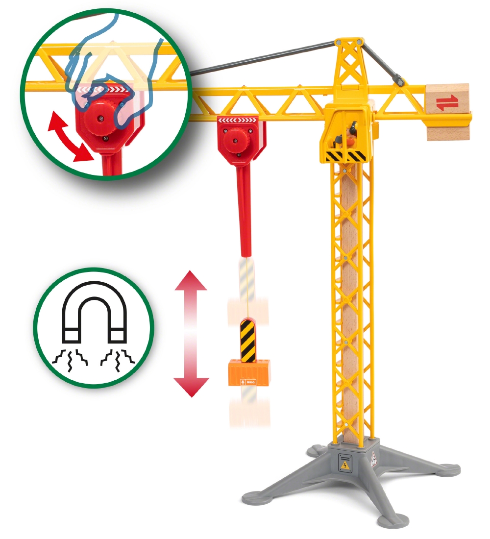 BRIO Light Up Construction Crane - 5 Parts - Yellow 33835