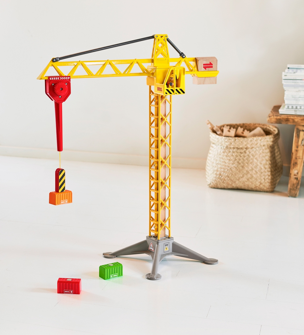 BRIO Light Up Construction Crane - 5 Parts - Yellow 33835