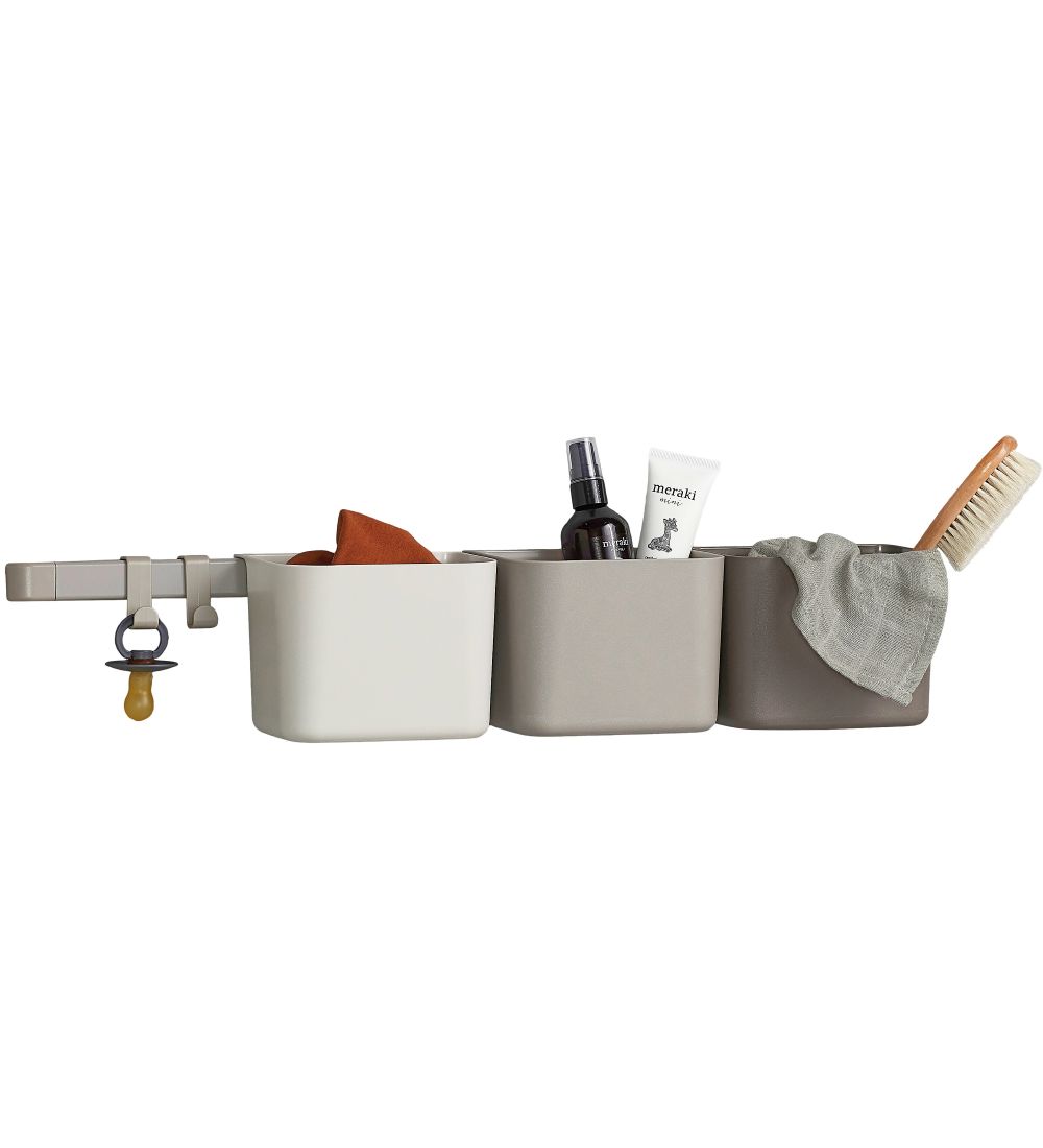 Leander Storage Boxes - 3 pcs./1 Long Rail - Cappuccino