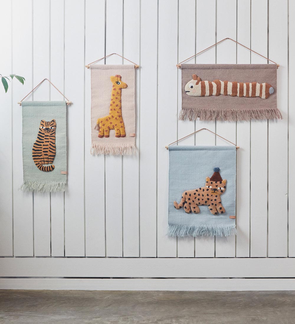 OYOY Wall Hanging - 68x50 cm - Leopard - Dusty Blue