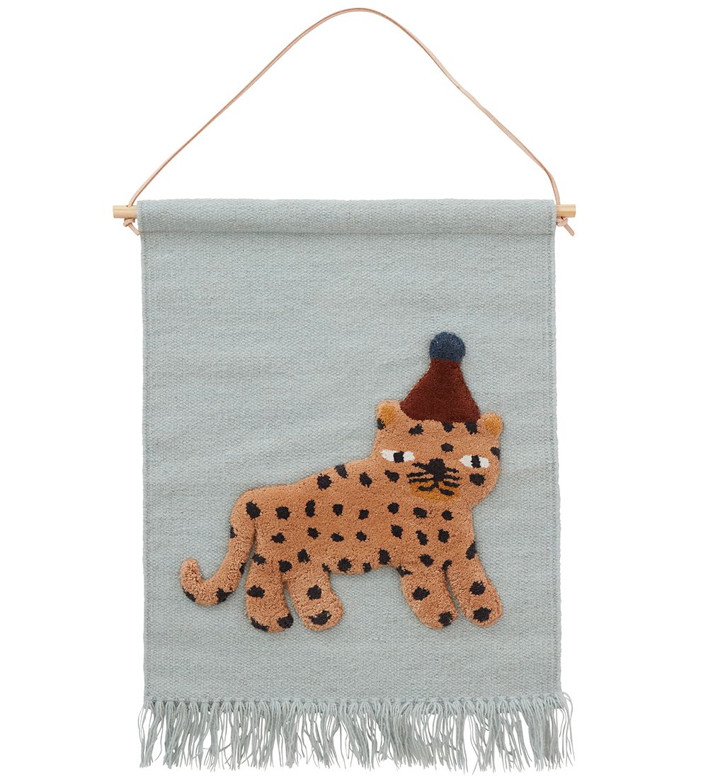 OYOY Wall Hanging - 68x50 cm - Leopard - Dusty Blue